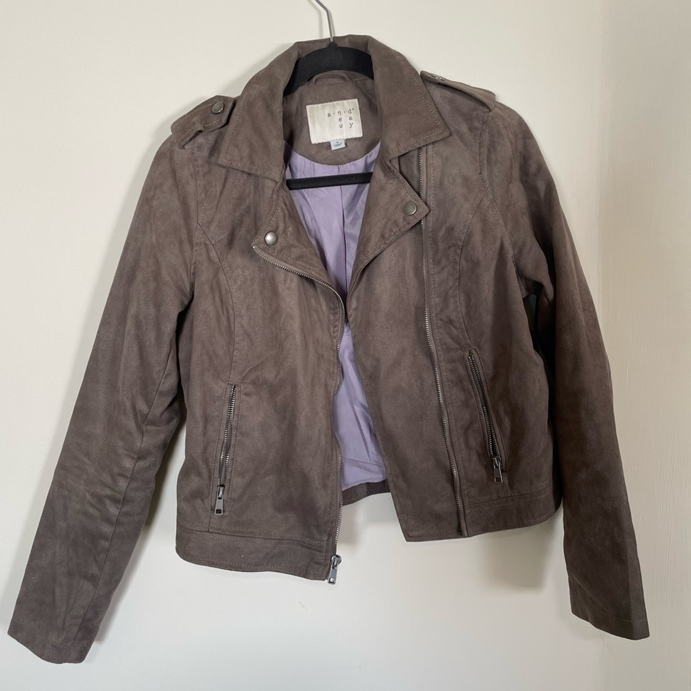 Brown Suede Zip Up Jacket - Size Small - A New Day